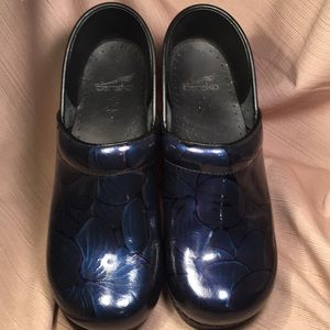 Dansko leather clogs, almost new, floral print